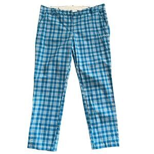 Puma Golf Pants 14 Womens Blue Plaid Sport Lifestyle Preppy Chino Tapered Ankle